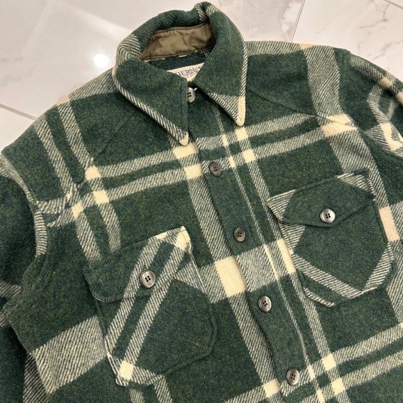 Wilderness Green Plaid 100% Cotton Button Up Long Sleeve Pocket Shirt Men's M - Picture 2 of 8
